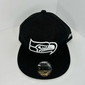 Men's Seattle Seahawks New Era Black B-Dub 59FIFTY Fitted Hat Vintage